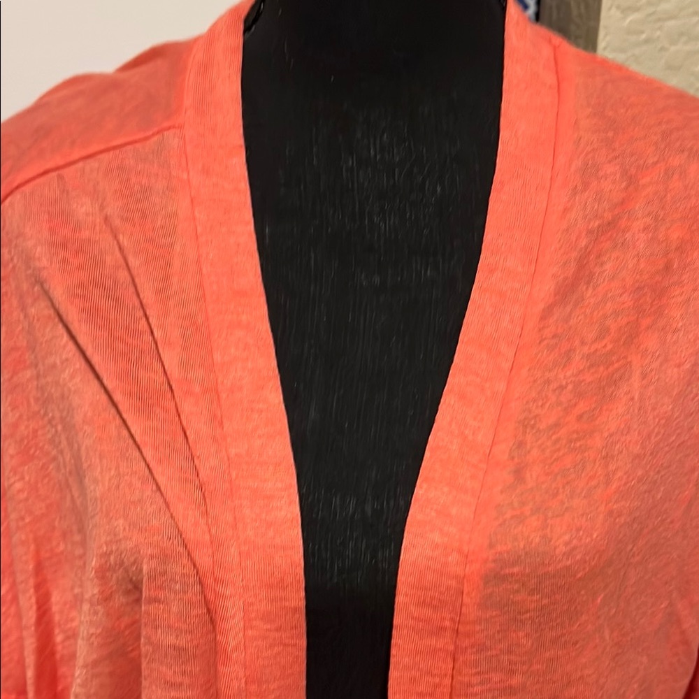 Vibrant Coral Open-Front Cardigan - Picture 2 of 6